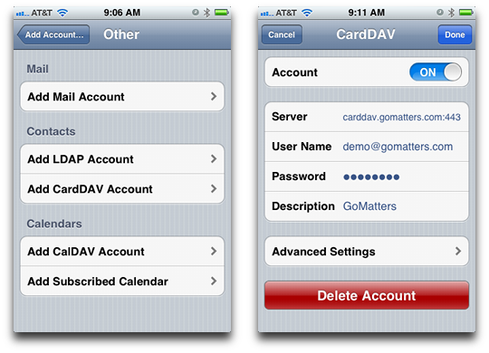 Sync contacts with iPhone